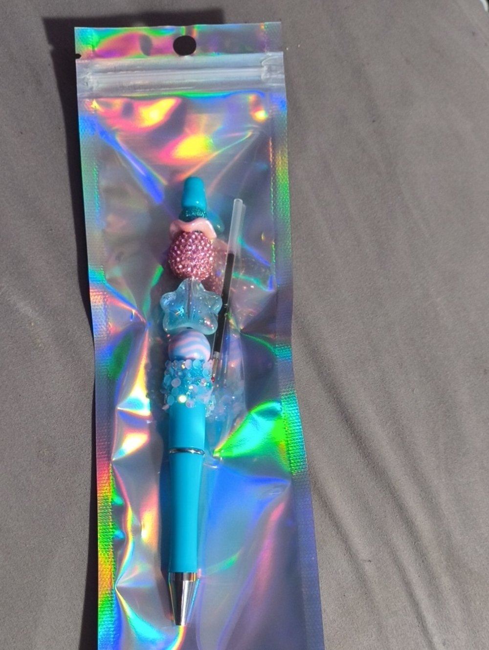 Blue Decorative Kids Pen with Bead Charms
